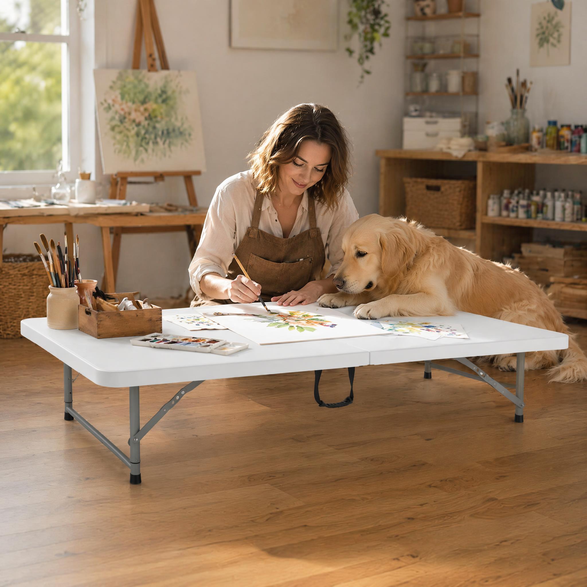 4FT Folding Table/Bench, Portable Plastic Catering Table